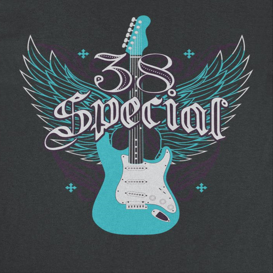 38 Special Teal Winged Guitar Mens T Shirt