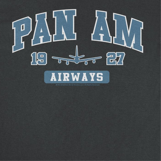 Pan Am Airways 1927 College Sports Text Mens T Shirt Black