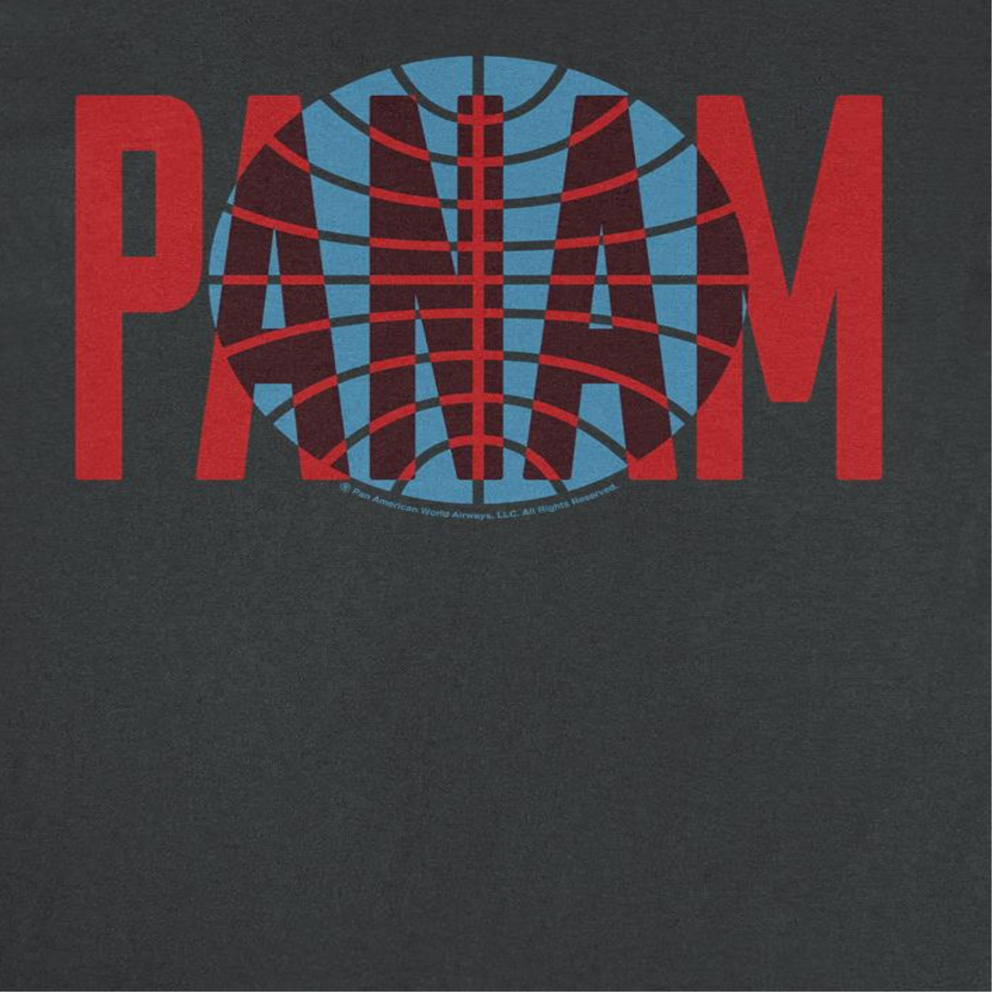 Pan Am Red Text Over Logo Mens T Shirt Black