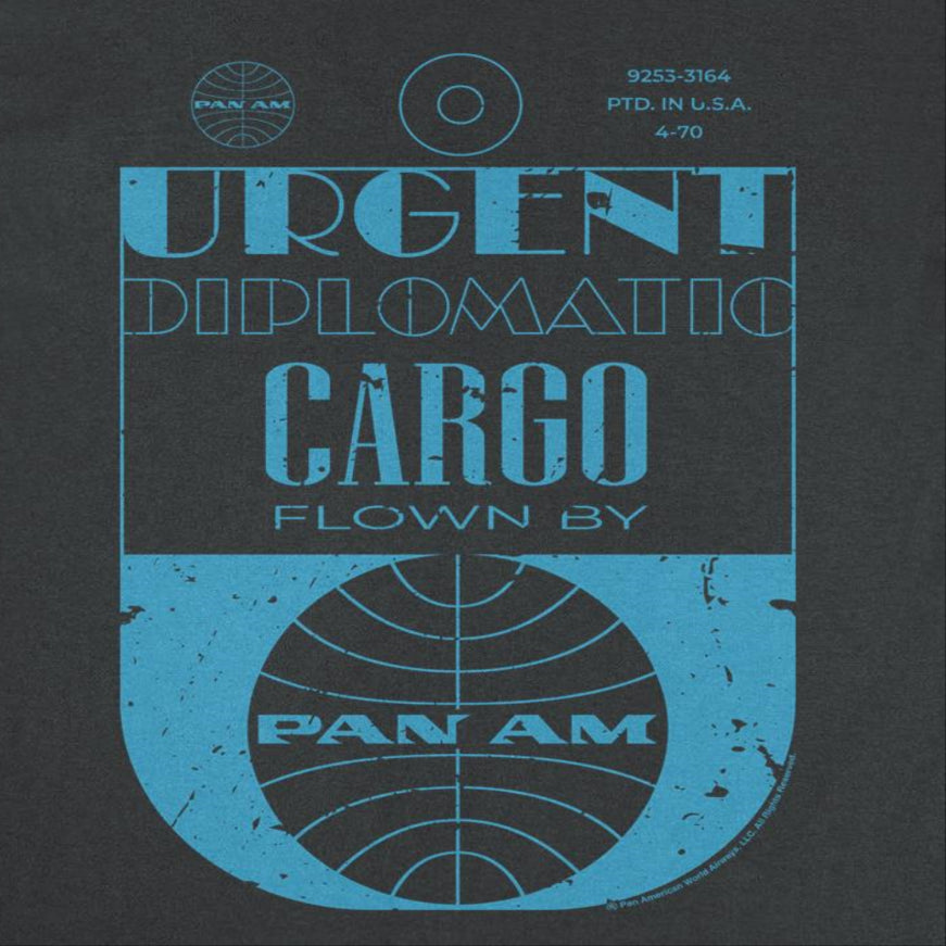 Pan Am Urgent Diplomatic Cargo Tag Mens T Shirt Black