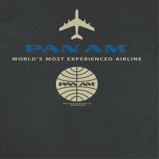 Pan Am Blue Gold Retro Logo Mens T Shirt Black