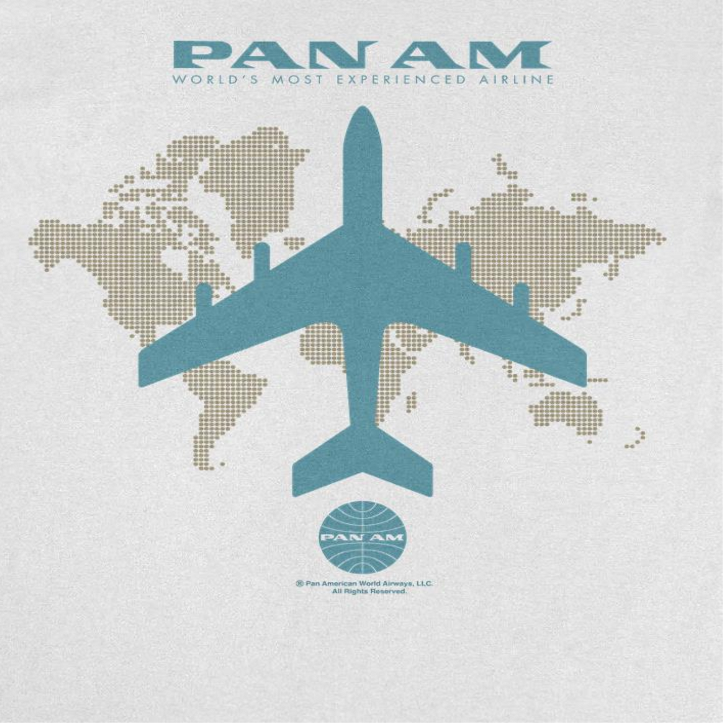 Pan Am Plane Silhouette Over the World Mens T Shirt White