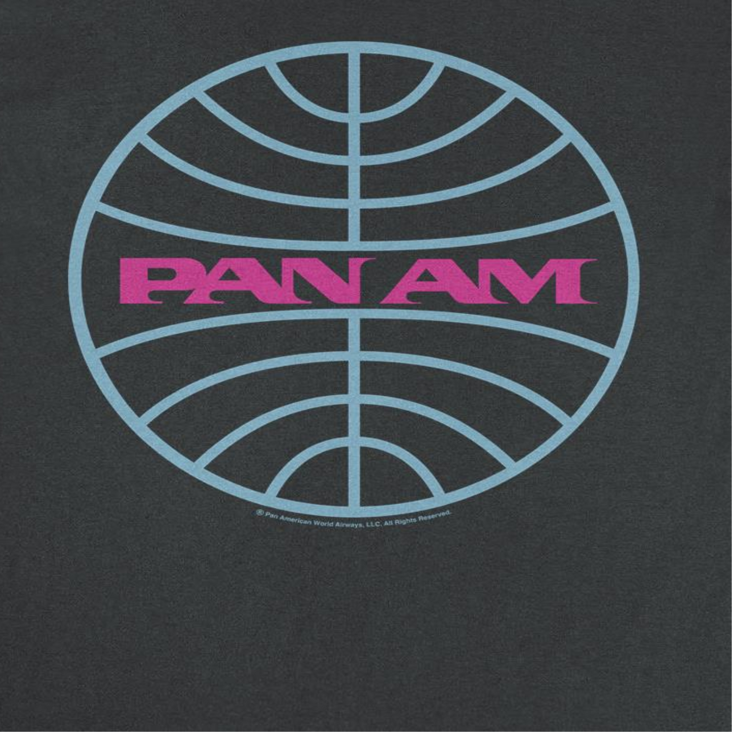 Pan Am Meatball Logo Pale Blue and Lavender Mens T Shirt Black