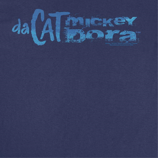 Mickey Da Cat Dora Blue Distress Text Retro Surfer Miki Mens T Shirt Navy
