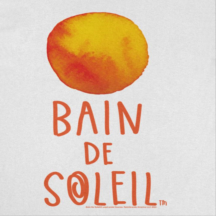 Bain De Soleil Orange Water Colour Sun Retro Sunscreen Mens T Shirt White