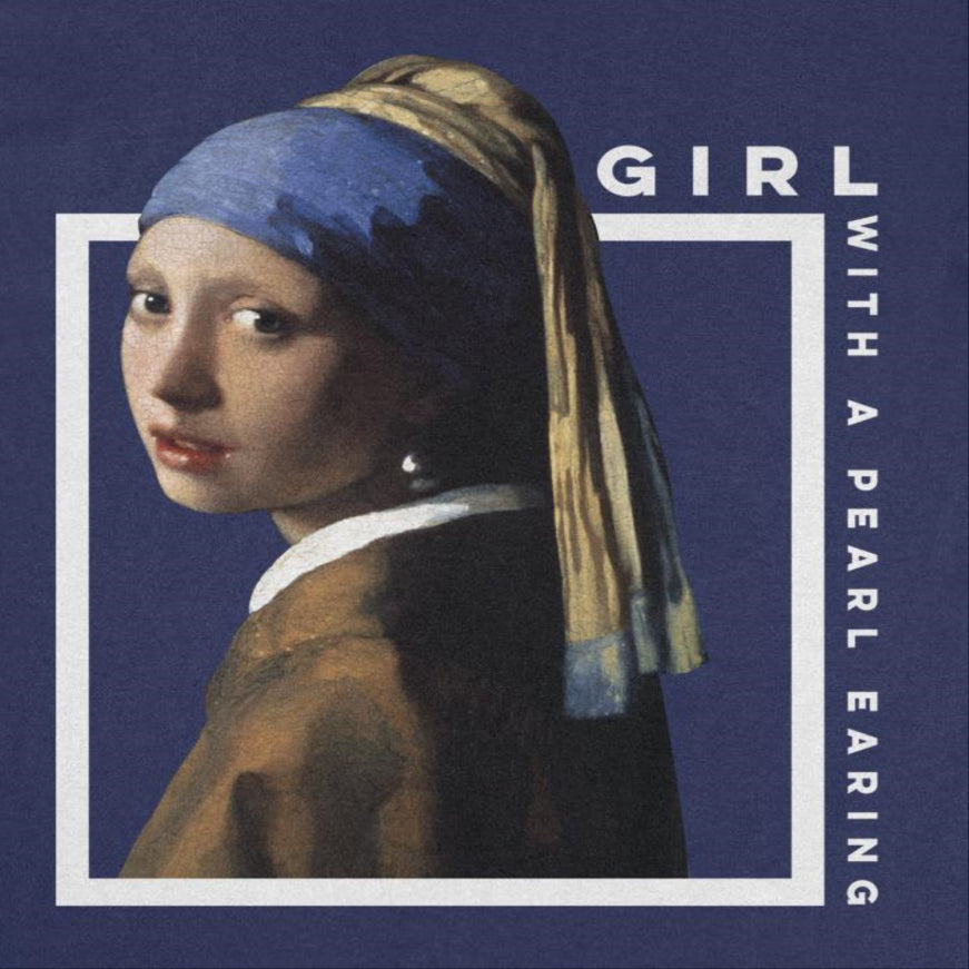 Classic Paintings Girl With a Pearl Earing Vermeer Mens T Shirt Navy
