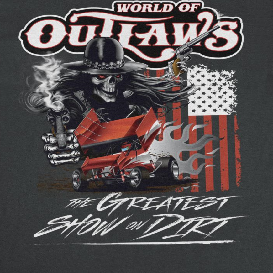 World of Outlaws Gunner Skull Mens T Shirt Black