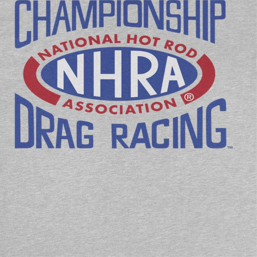 NHRA National Hot Rod Association Drag Racing Red Blue Logo Mens T Shirt Sport Grey