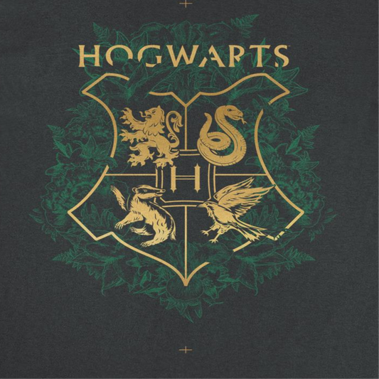 Harry Potter Four Houses Mascot Emblem Mens T Shirt Black