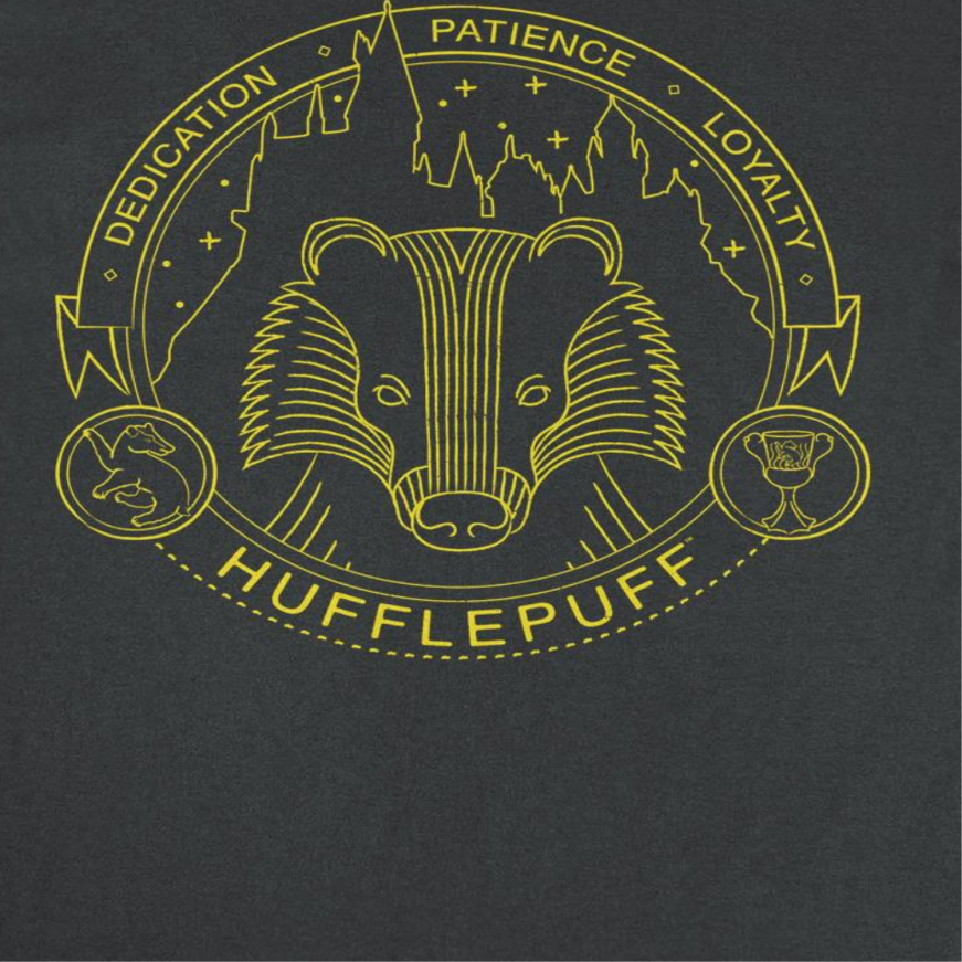 Harry Potter Minimalist Hufflepuff Mascot Outline Mens T Shirt Black