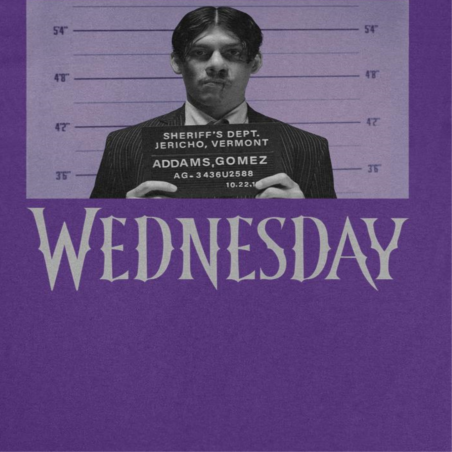 Wednesday Mug Shot Mens T Shirt Purple