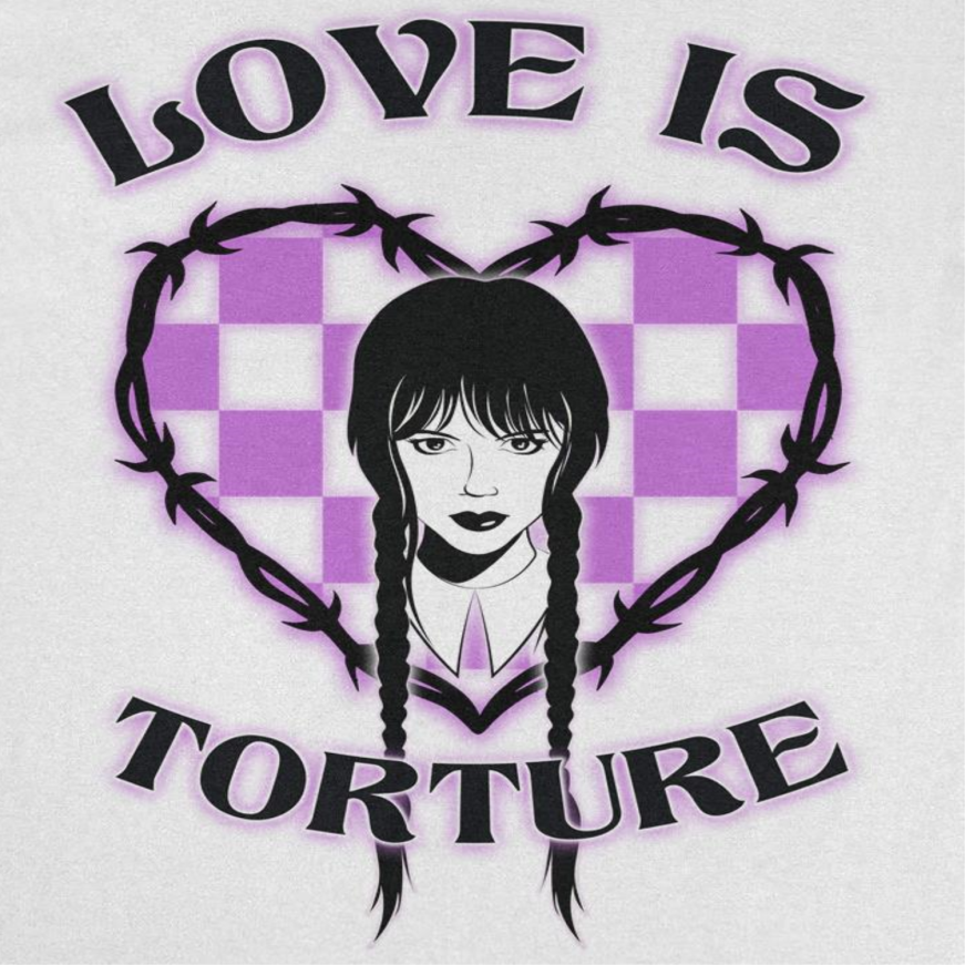 Wednesday Love is Torture Mens T Shirt White