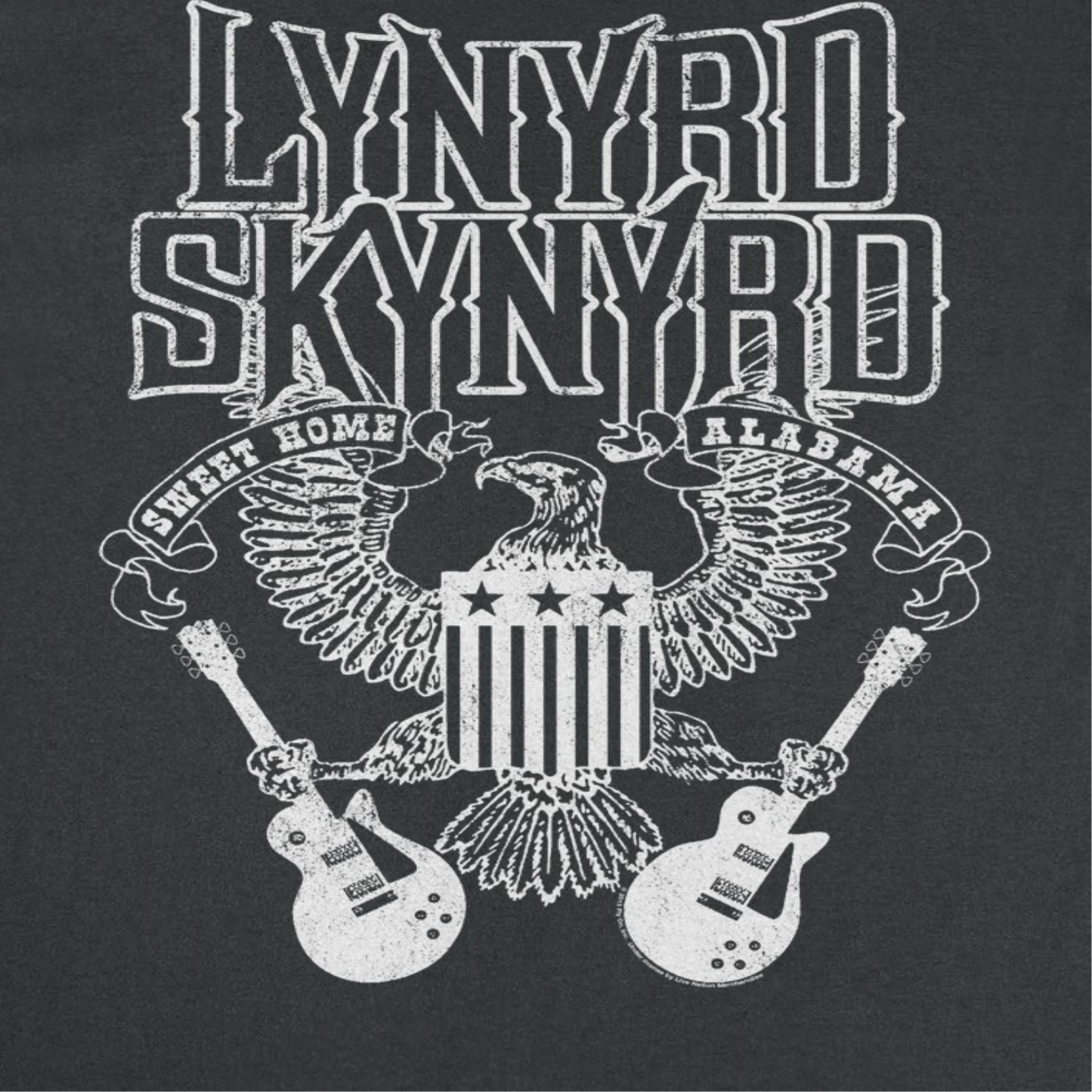 Lynyrd Skynyrd Guitars American Shield White Mens T Shirt Black