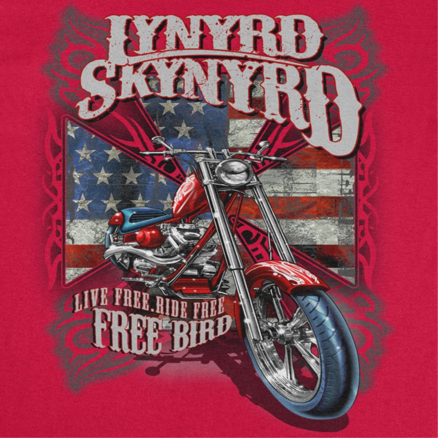 Lynyrd Skynyrd Motorcycle Mens T Shirt Red