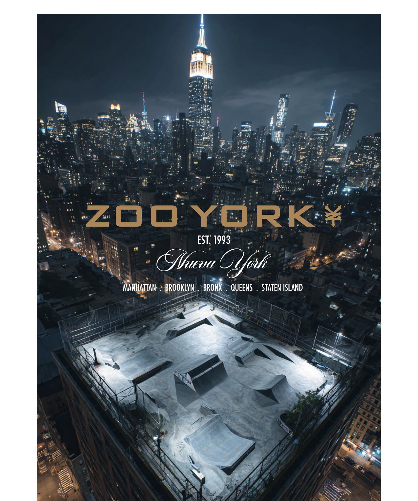 Zoo York Nueva York Bright Lights City Skyline Mens T Shirt Black