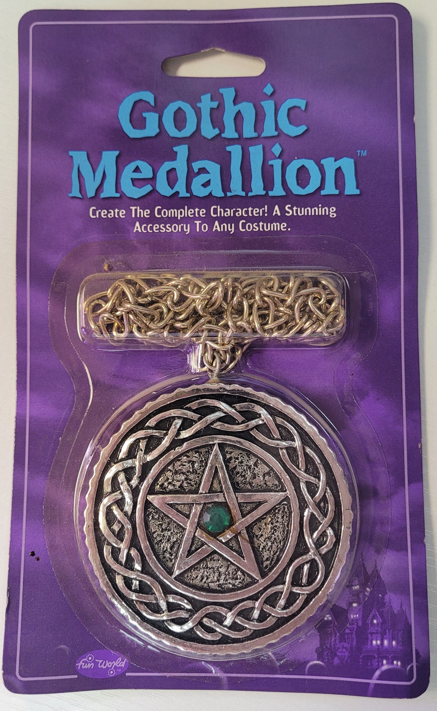 Gothic Medallion Star Pentagram Green Gem Accessory