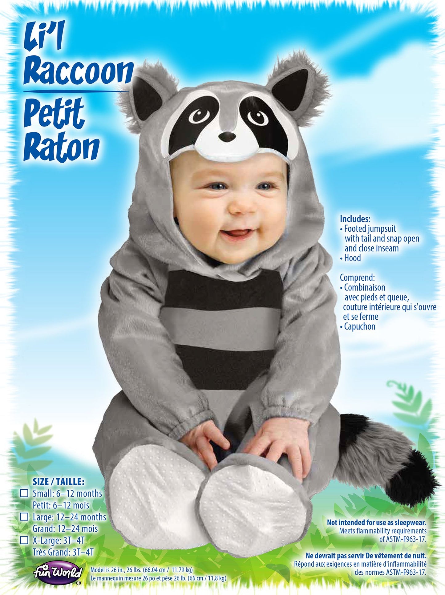 Baby Raccoon Toddler Costume Footed Jumpsuit Onesie