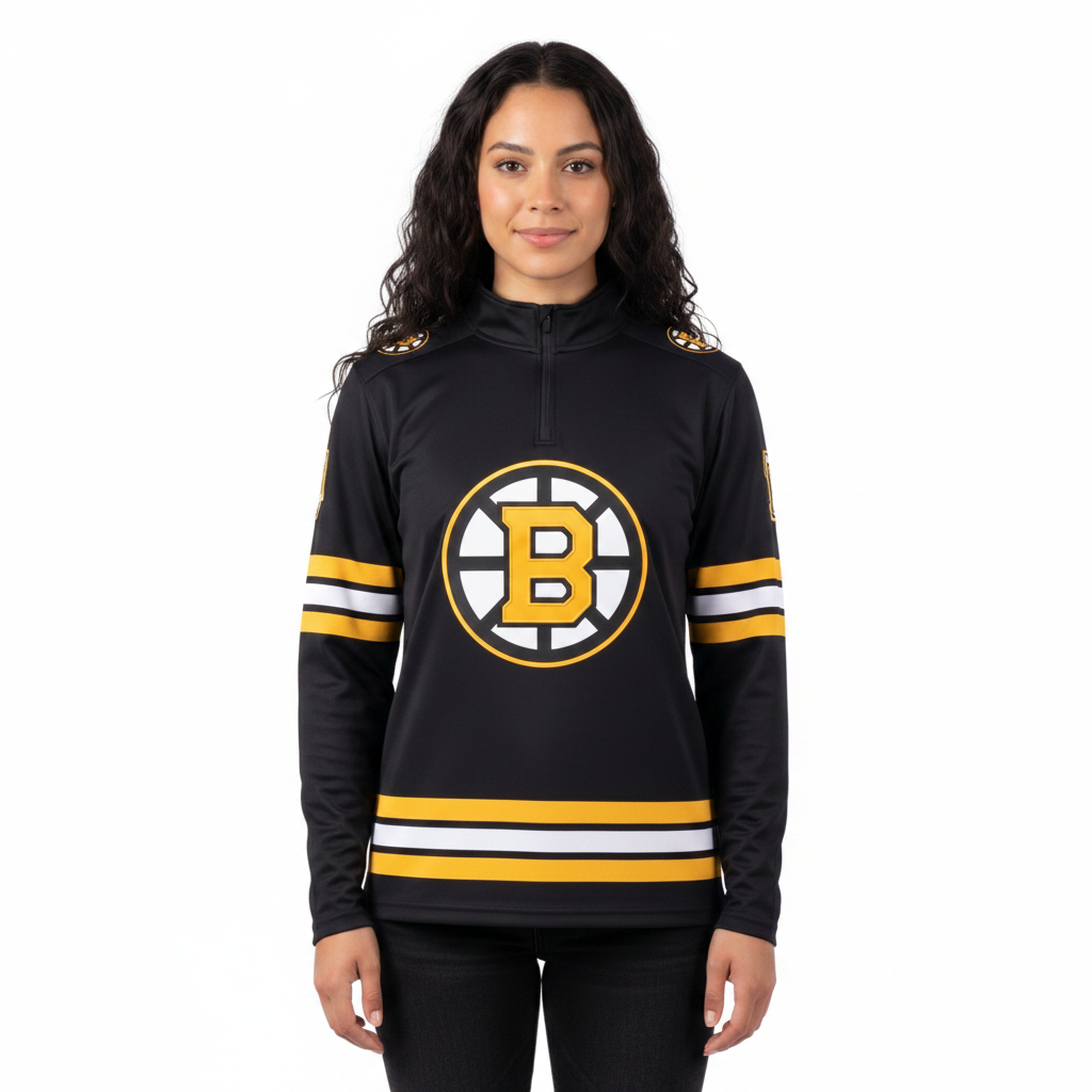 Providence Bruins AHL Licensed Replica Performance 1/4 Zip Longsleeve Jersey Shirt