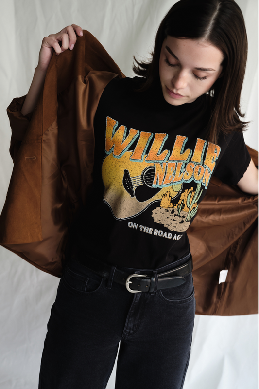 Willie Nelson "Like A Band O' Gypsies" Tee Womens T Shirt Vintage Black