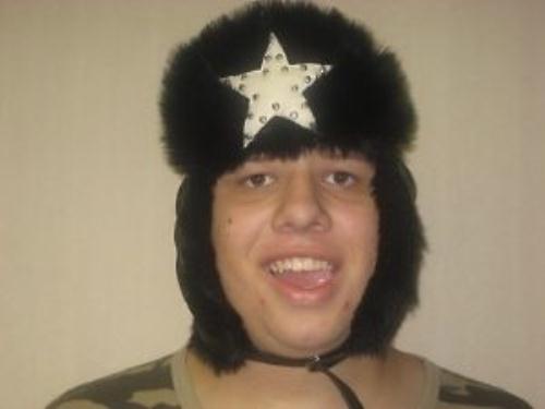 Winter Black Bomber Hat with Black Fur and White Star