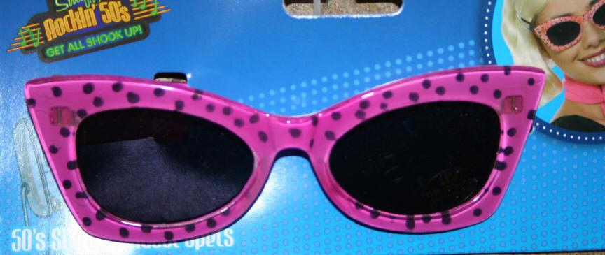 Pink 50's Style Frames Glasses with Black Polka Dots and Tinted Lenses
