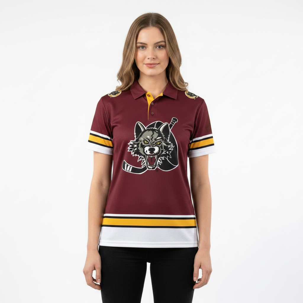 Chicago Wolves AHL Licensed Replica Jersey Performance Polo Shirt