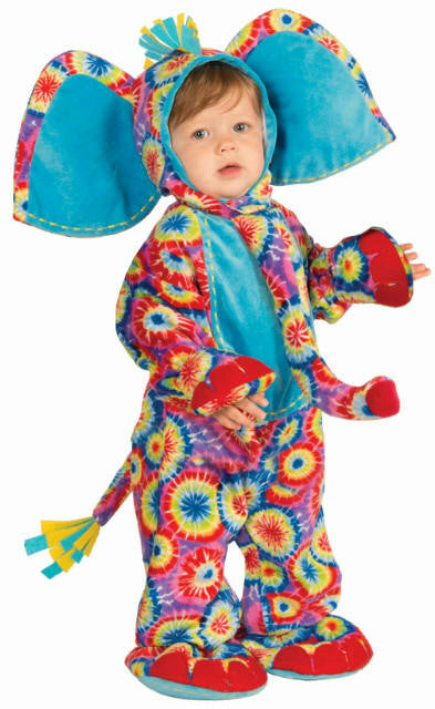 Party Animals Psychedelic Elephant Infant Tie Dye Baby Costume