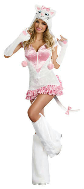 Pretty Kitty Sexy Adult Costume Hooded Dress and Boot Covers Size XL 14-16