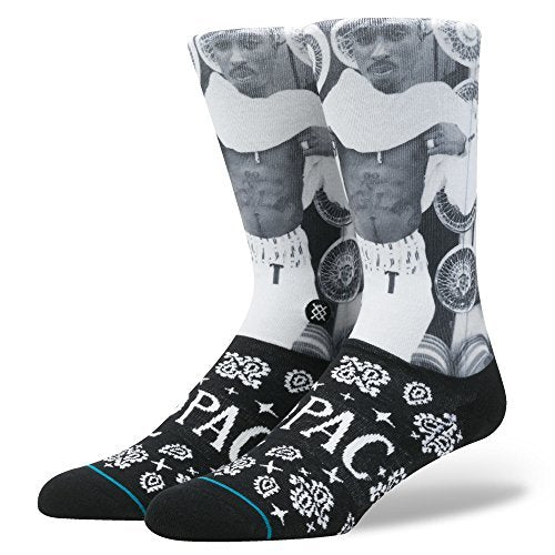 2 Pac Stance 2 Pac Bandana Crew Socks - Mens Black Size L Socks Default Title