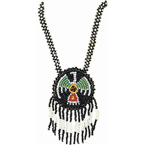 Native American Indian Pendant Beaded Fringe Necklace Costume Jewelry