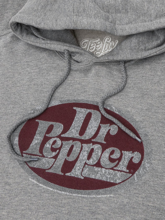 Dr Pepper Silver Logo Pullover Hooded Sweatshirt Hoodie Gray