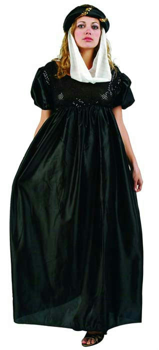 Renaissance Maiden Black Satin Costume Dress Standard Size