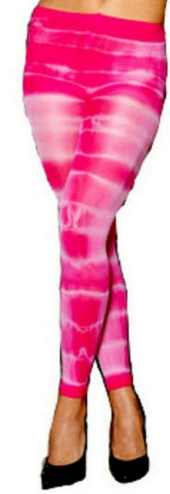 Nylon Opaque Hot Pink Tie Dye Footless Tights