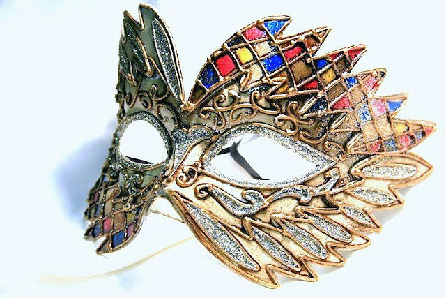 Yellow Pink Blue Falcon Mardi Gras Eye Festive Party Mask