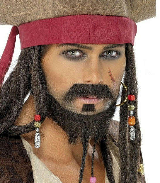 Smiffy's Brown Pirate Beard 3 Piece Set