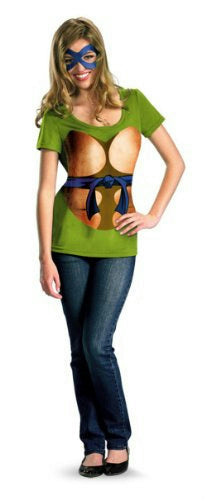 TMNT Leonardo Teen Ladies Shirt and Eye Mask Alternative Costume 7-9