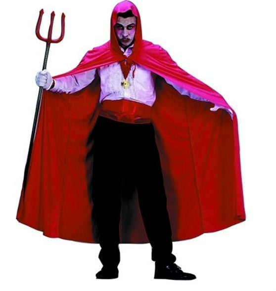 Red Nylon Hooded Cape Full Length 56"