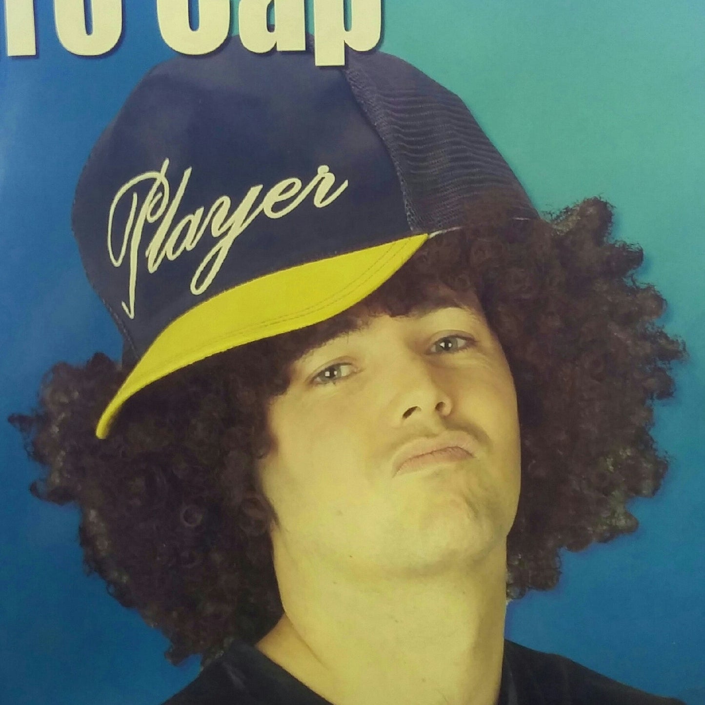 Player Afro Cap with Attached Black Afro Wig