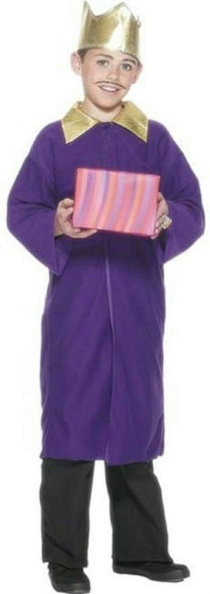 Smiffy's Purple Nativity King Wiseman Child Christmas Costume Cape Crown Large