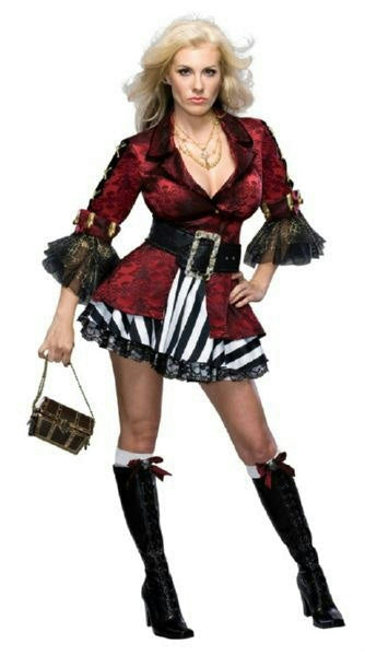Secret Wishes Treasure Chest Sexy Victorian Pirate Girl Adult Costume Sz Medium