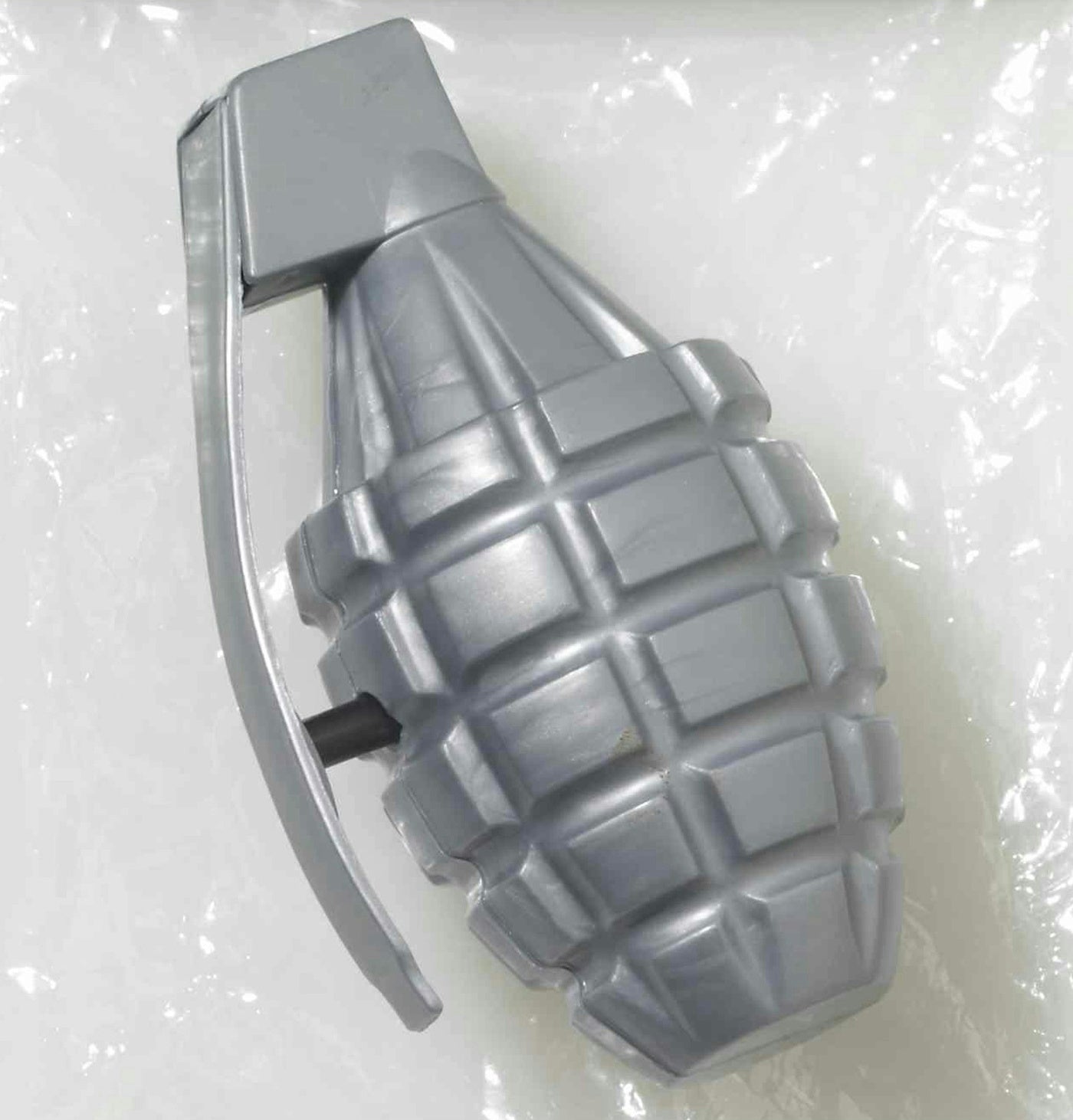 Silver Plastic Combat Hero Water Squirting Squirt Hand Grenade Pool Bath Toy