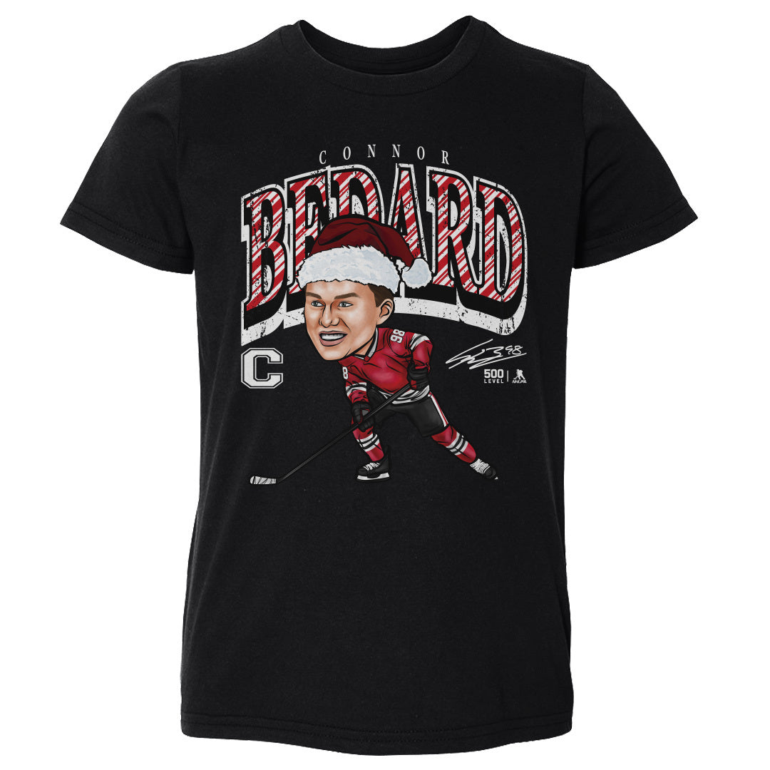 Connor Bedard Chicago Cartoon Santa Hat WHT