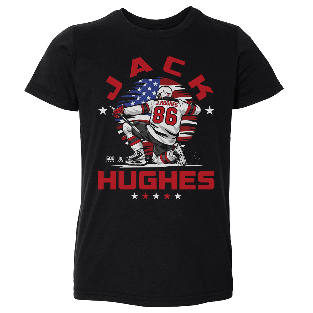 Jack Hughes New Jersey USA Flag Celebration WHT
