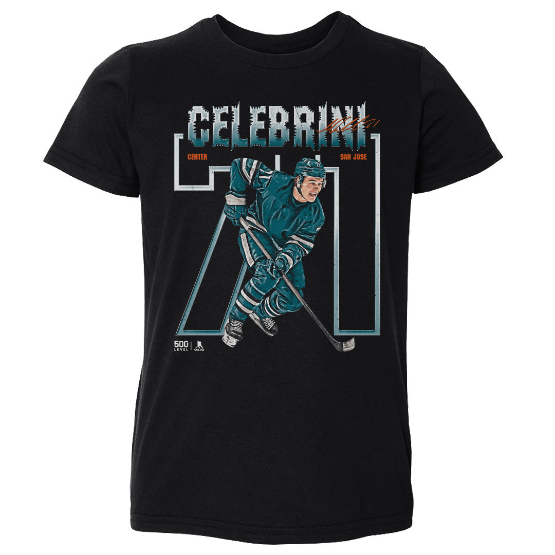 Macklin Celebrini San Jose Number Outline WHT