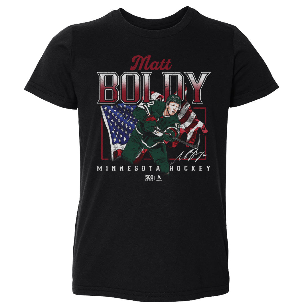 Matt Boldy Minnesota USA Flag WHT