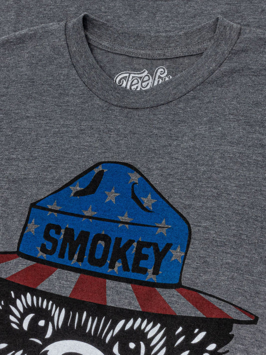 Patriotic Smokey Bear Mens T Shirt Gray