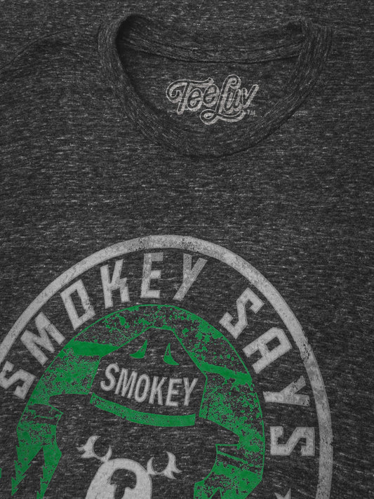 Smokey Says "Keep it Green, Prevent Wildfires" Mens T Shirt Gray