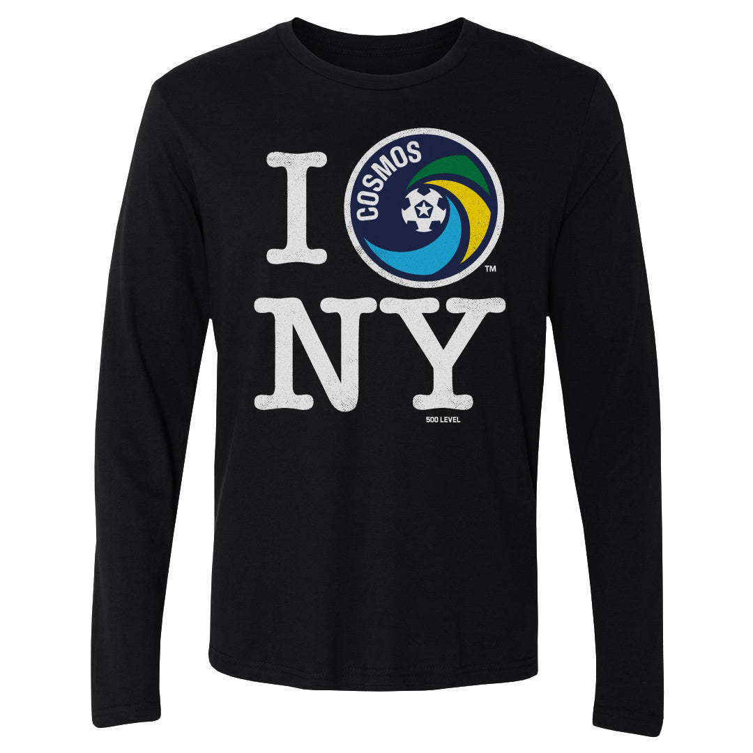 New York Cosmos I Love NY WHT Mens Long Sleeve T Shirt 500 Level Officially Licensed Fan Gear