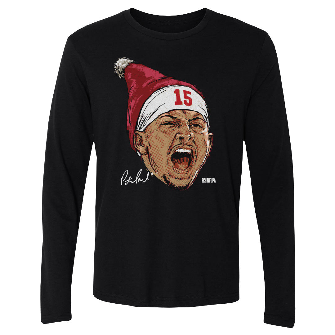 Patrick Mahomes Kansas City Portrait Santa Hat WHT