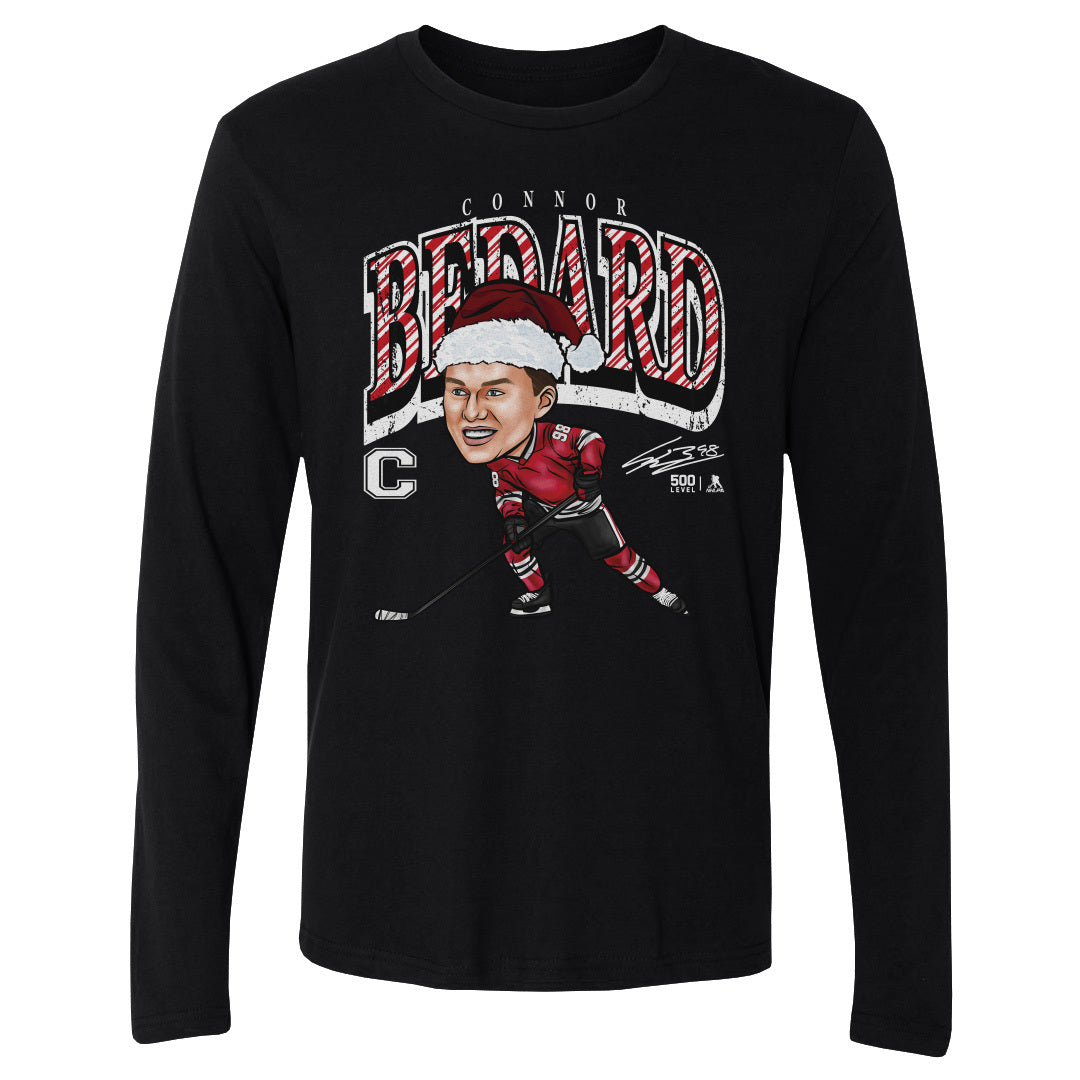 Connor Bedard Chicago Cartoon Santa Hat WHT